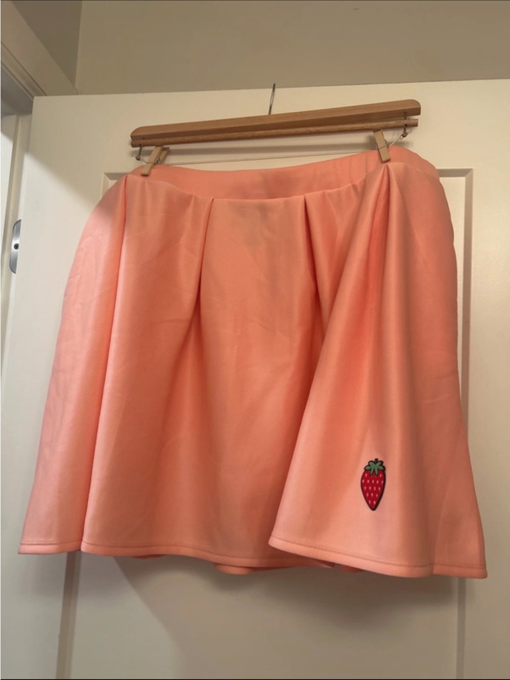 Peach Circle Skirt with Strawberry Embroidered Detail - Women